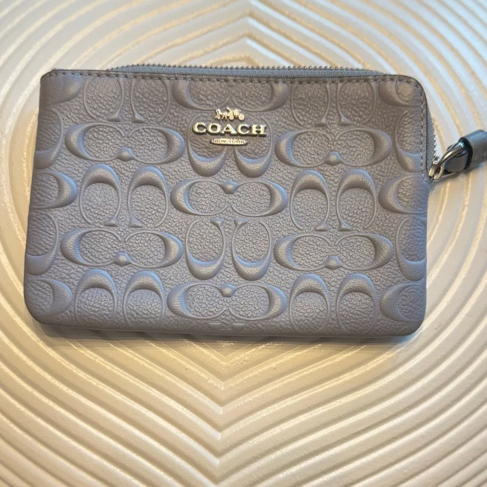 Coach Signature Leather Corner Zip Wristlet (Twilight) - NWOT